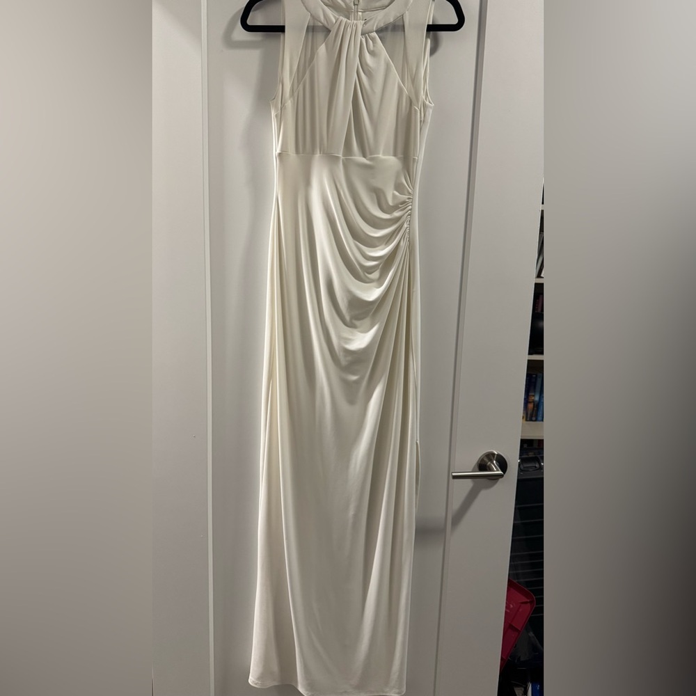 Elegant White Draped Gown